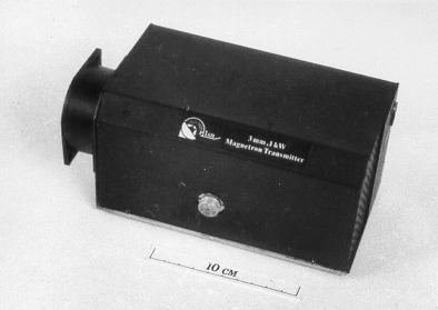 Photograph of 1 kW, 95 GHz transmitter with solid-state modulator.